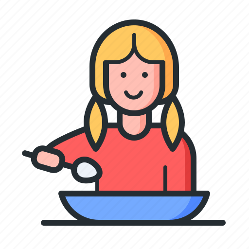 a child eating soup